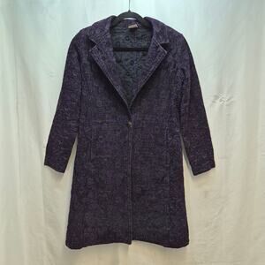 Vintage Purple Black Brocade Tapestry Long Coat Women's S Steampunk Victorian